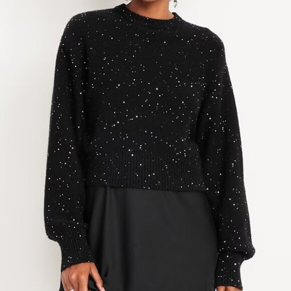 NWOT Old Navy SoSoft Crew-Neck Sequin Sweater - Picture 1 of 8